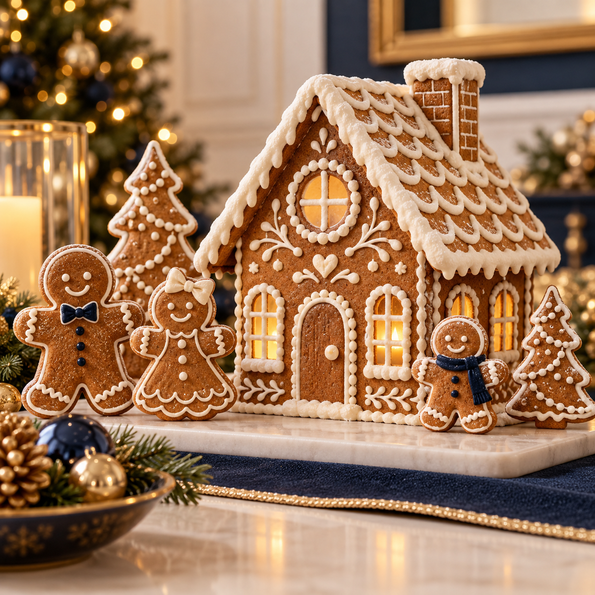 Gingerbread House Christmas Table Decor Set — detail concept image