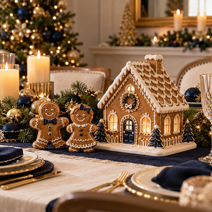 Gingerbread House Christmas Table Decor Set — lifestyle concept image