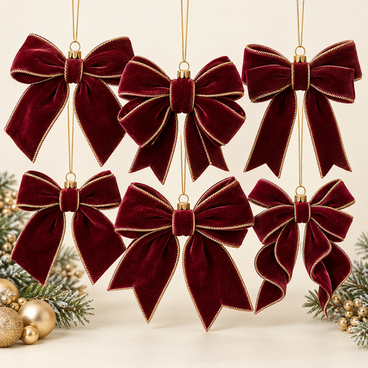 Velvet Bow Christmas Tree Ornament Set — hero concept image