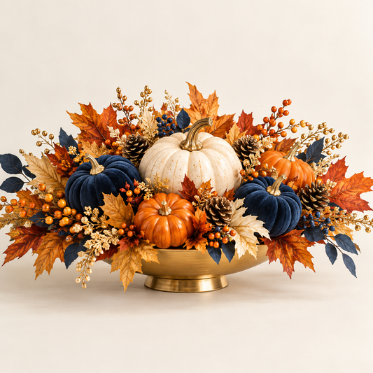 Autumn Leaf & Pumpkin Thanksgiving Centerpiece — hero concept image