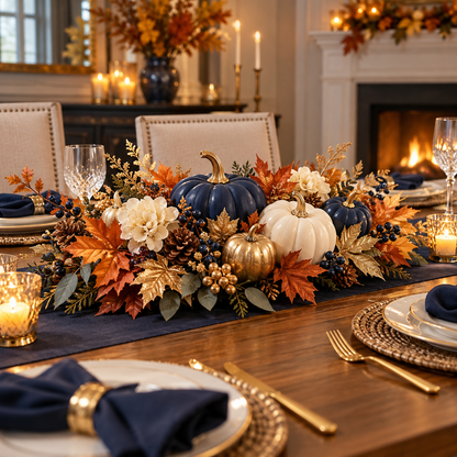 Autumn Leaf & Pumpkin Thanksgiving Centerpiece — lifestyle concept image