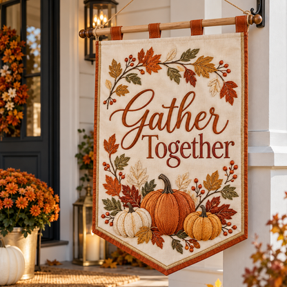 Gather Together Fall Porch Banner — detail concept image
