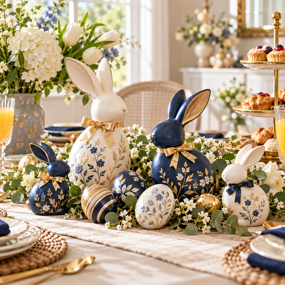 Pastel Easter Egg & Bunny Table Decor Set — lifestyle concept image