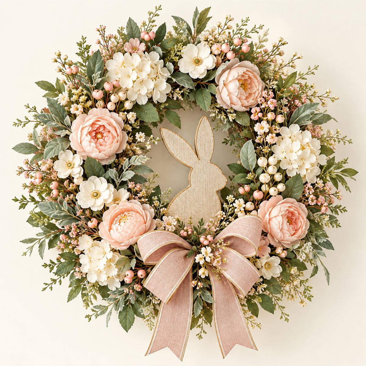 Spring Floral Bunny Easter Wreath — hero concept image