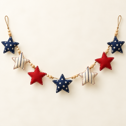 Red White & Blue Star Fabric Garland — hero concept image