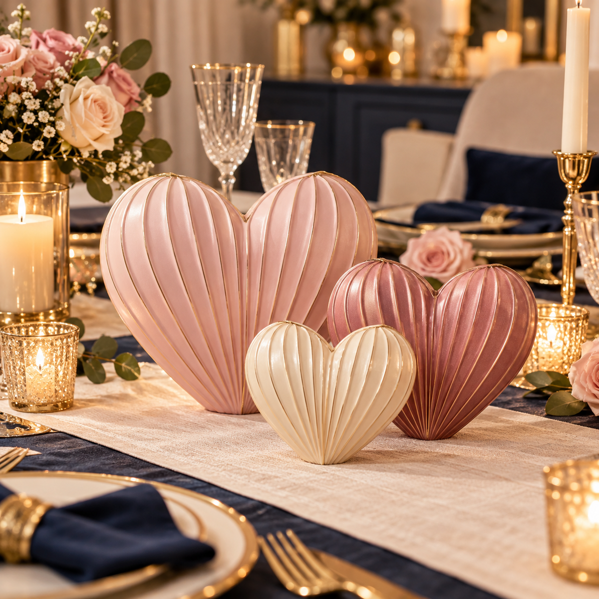 Heart Table Decor Set for Valentine's Day — lifestyle concept image
