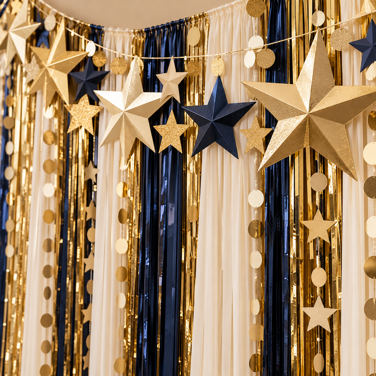 Champagne Gold New Year's Party Backdrop Set — detail concept image