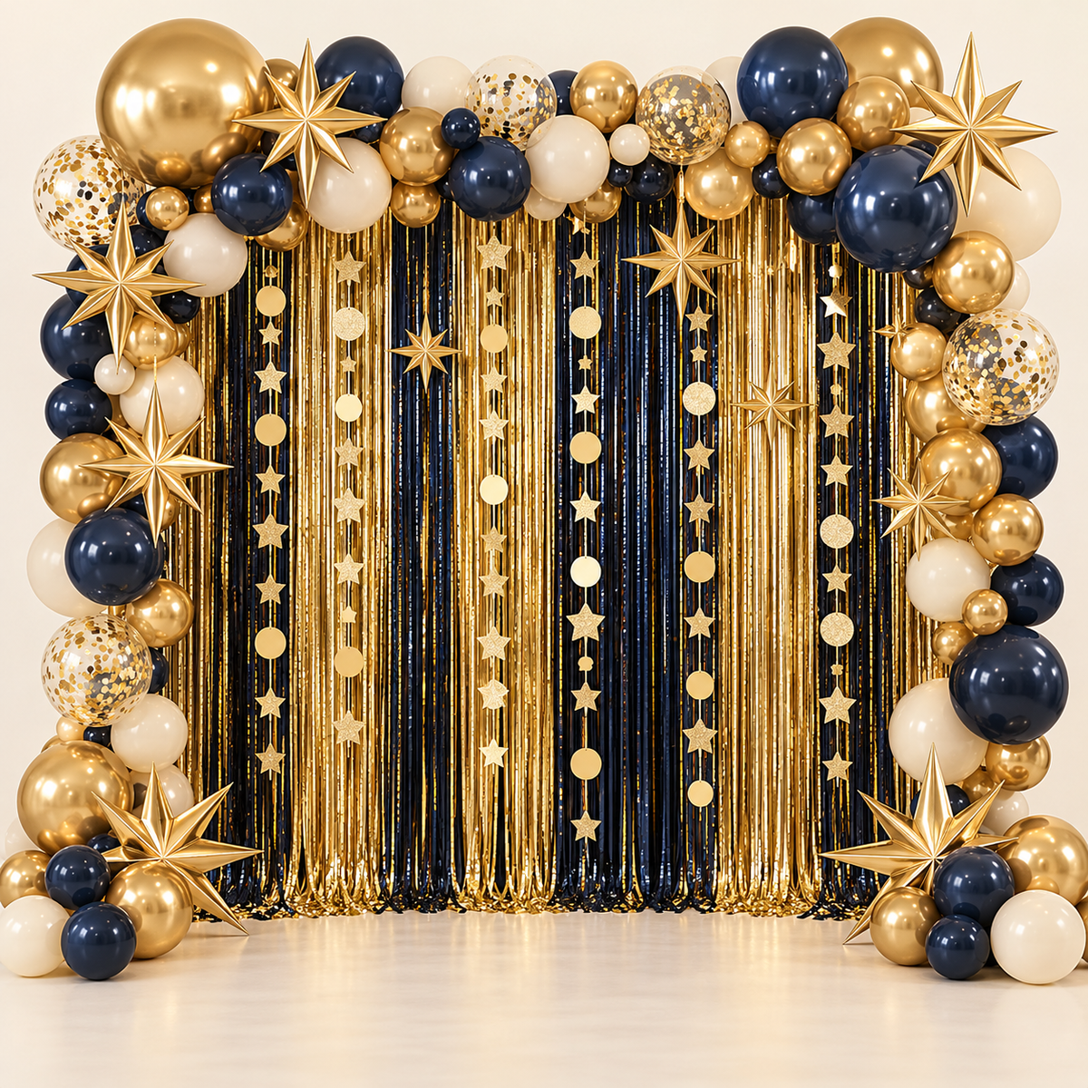 Champagne Gold New Year's Party Backdrop Set — hero concept image