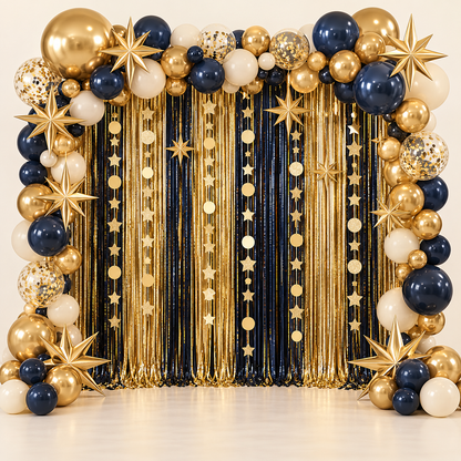 Champagne Gold New Year's Party Backdrop Set — hero concept image